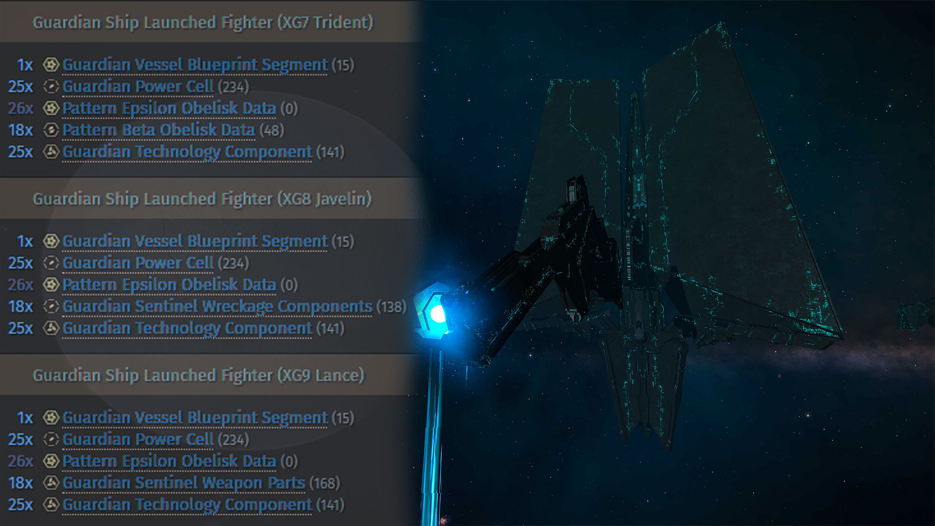 guardian ship launched fighter recipe
